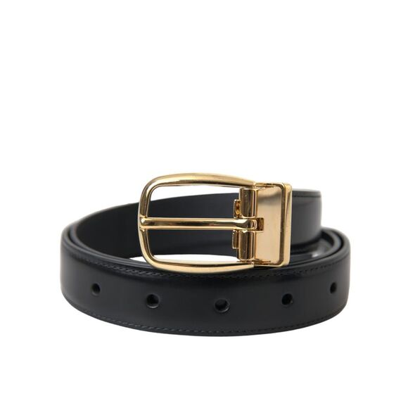 Dolce & Gabbana Bronze Calf Leather Gold Logo Waist Buckle Belt